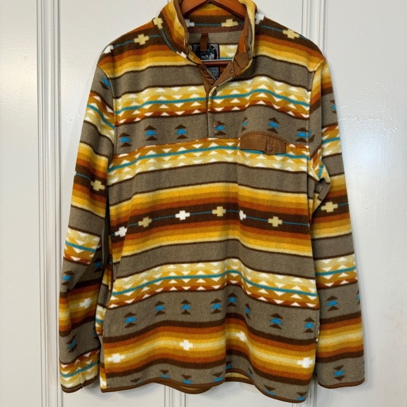 cabin fever Tops - Cabin Fever Aztec Print Fleece Pullover Half Snap Size Medium